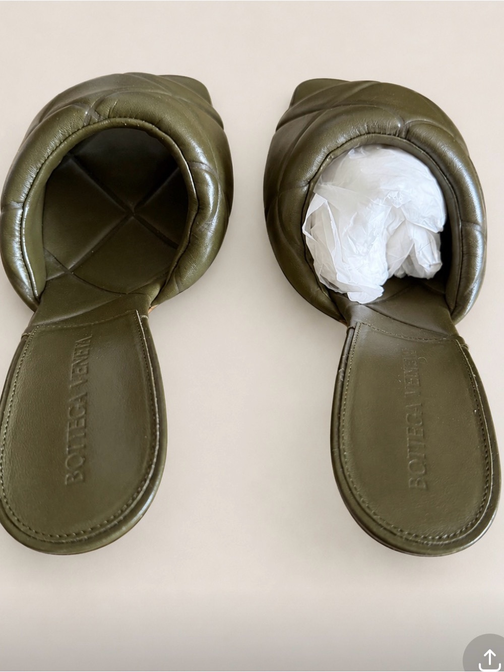 Bottega Veneta Lido Padded Leather Sandal Olive Green Authentic Made in Italy - Picture 3 of 4